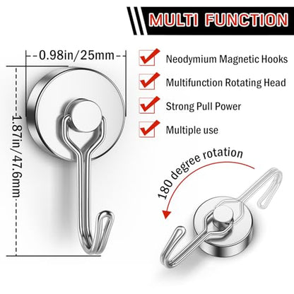 6 Pack Silver Magnetic Hook (6 Count)