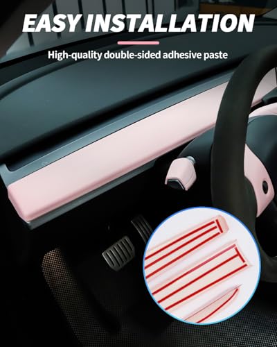 Dashboard Cover Wrap and Front Door Inner Armrest Panel Cover Trim Compatible with Tesla Model 3 2021