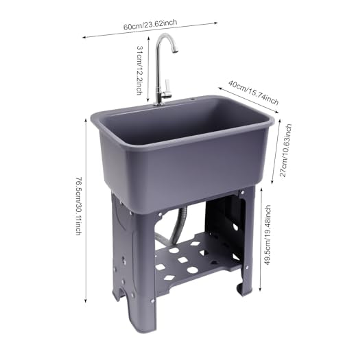 Free Standing Utility Sink with Washboard Laundry Tub Sink for Outdoor