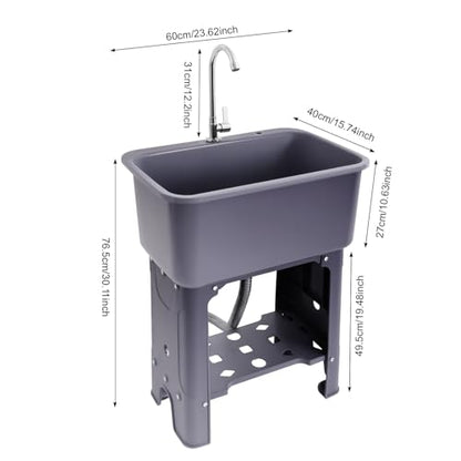 Free Standing Utility Sink with Washboard Laundry Tub Sink for Outdoor