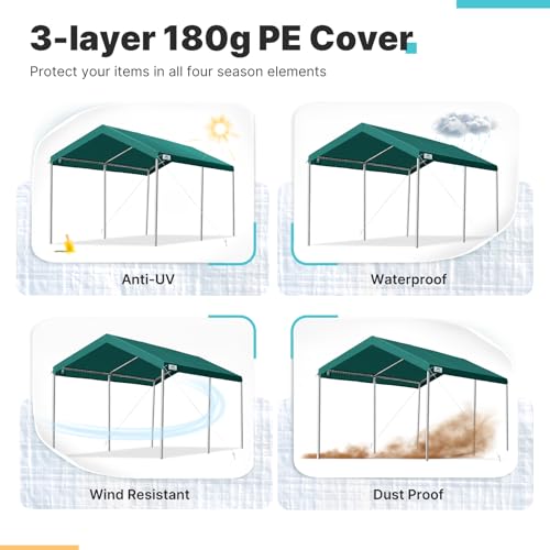 Adjustable 10x15 ft Heavy Duty Carport Car Canopy Garage Boat Shelter Party Tent