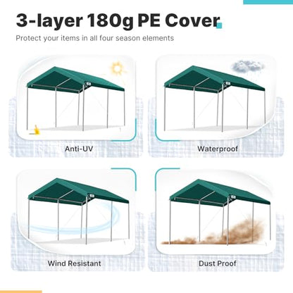 Adjustable 10x15 ft Heavy Duty Carport Car Canopy Garage Boat Shelter Party Tent