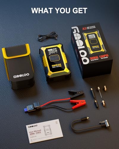 A3 12V 3000A Portable Jump Starter with Air Compressor