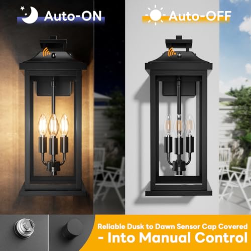 20" Black Dusk to Dawn Large Outdoor Lights for House 2 Pack (2 Count)