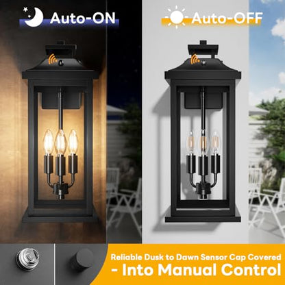 20" Black Dusk to Dawn Large Outdoor Lights for House 2 Pack (2 Count)