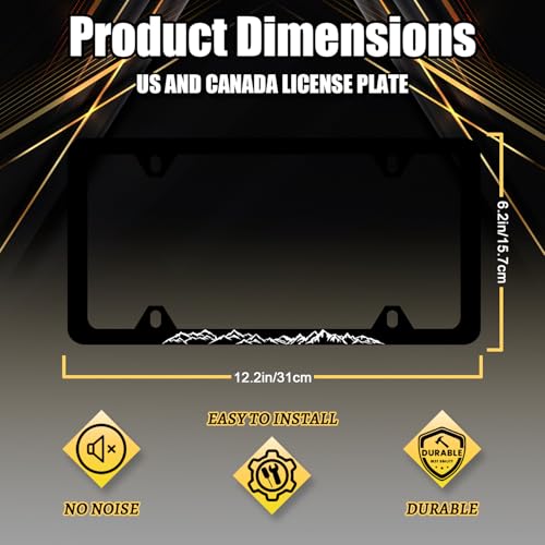 Stainless Steel Mountain Mountains License Plate Frame 12.2 x 6.2 Inch
