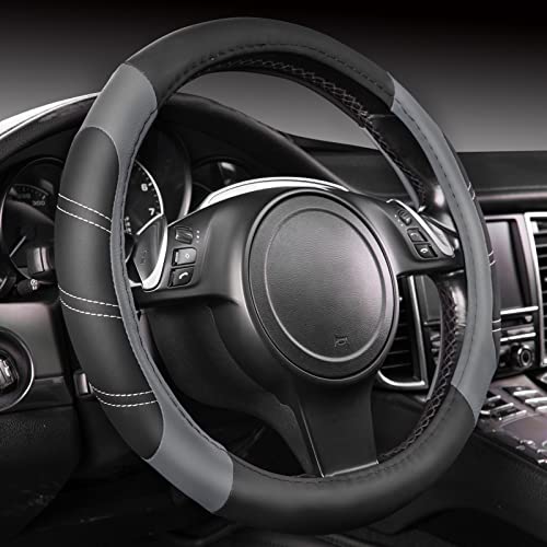 Line Rider Microfiber Leather Sporty Steering Wheel Cover Universal Fits for 95% Truck