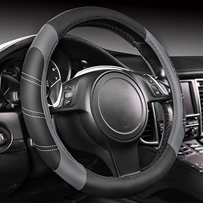 Line Rider Microfiber Leather Sporty Steering Wheel Cover Universal Fits for 95% Truck
