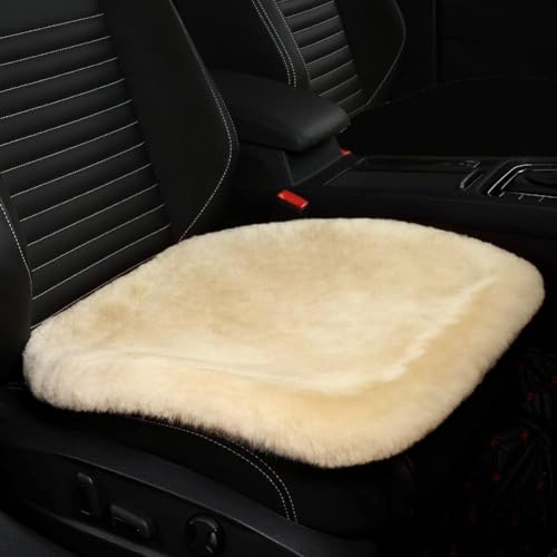 Genuine Sheepskin Car Seat Cushion Seat Covers for Cars Trucks SUV Comfort Seat Protector Pad for Car Driver Seat Car Accessories for Women Office Chair Car Decor