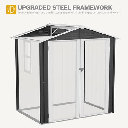 6x4ft Metal Outdoor Storage Shed with Window