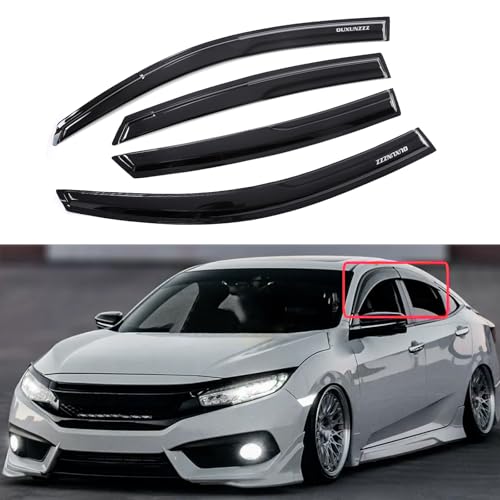 Outside Mount Window Visors Rain Guards for Honda Civic 4Dr Sedan 2016 (4 Count)