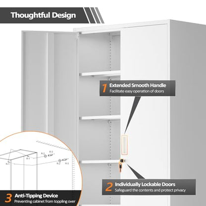 Metal Garage Storage Cabinet with 2 Doors and 5 Adjustable Shelves