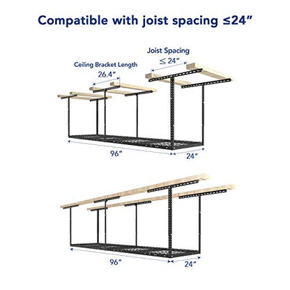 2x8 Overhead Garage Ceiling Storage Rack Organization