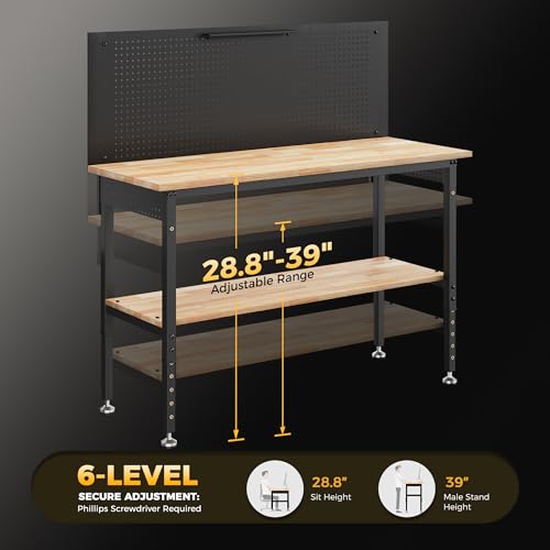 60" Work Bench with Storage & Pegboard