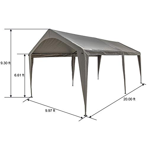 10x20 Ft Heavy Duty Carport Canopy Outdoor Portable Dark Grey