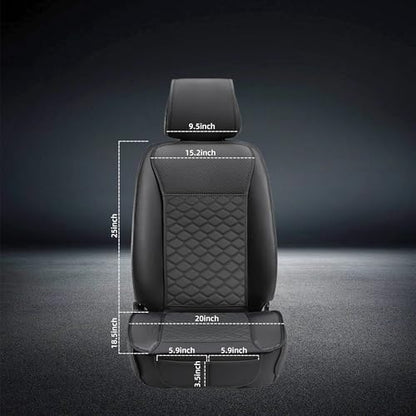 Carbon Fiber Leather Car Seat Covers Front 2PC Waterproof Black (2 Count)