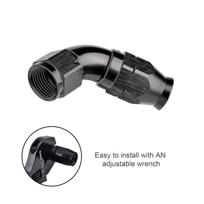 8AN 60 Degree PTFE One Piece Full Flow End Hose Fitting Aluminum Black