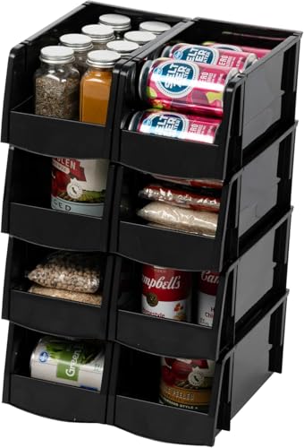 8-Pack, Medium Stackable Storage Bins, Black (8 Count)