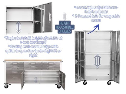Heavy Duty 8 Piece Steel Garage Cabinet Storage Set with Rolling Workbench