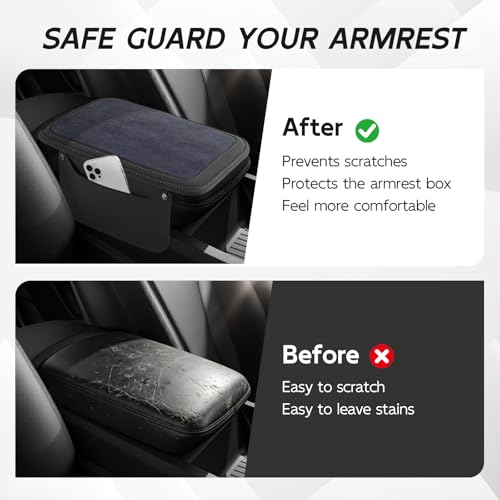 Car Leather Center Console Cover with 2 Storage Bags
