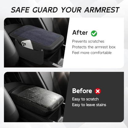 Car Leather Center Console Cover with 2 Storage Bags