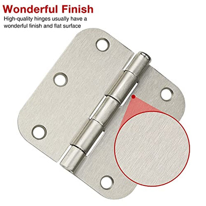 Rounded Door Hinges Brushed Nickel 3.5 Inch 5