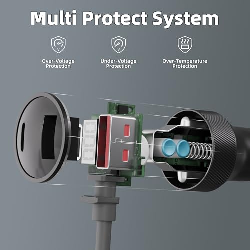 3-in-1 Power Cable for Starlink Mini with Digital Display DC 100W+ Car Charger, 10FT 12V-24V Cigarette Lighter Adapter, LED Voltage Monitor, USB & Type-C Ports Round