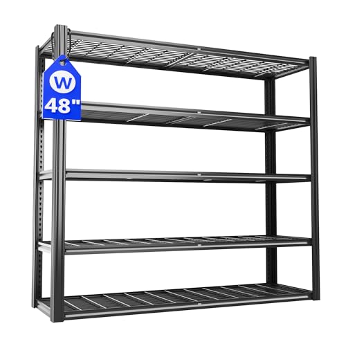 48" W Metal Garage Shelving 5 Tier Storage Shelves Heavy Duty 3030LBS