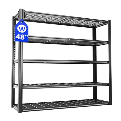 48" W Metal Garage Shelving 5 Tier Storage Shelves Heavy Duty 3030LBS