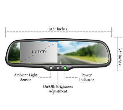 10.5" OEM Rear View Mirror with 4.3" LCD Screen