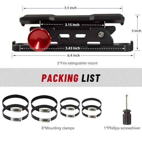 Quick Release Fire Extinguisher Mount with 8 Clamps for Tractor 2PCS (2 Count)