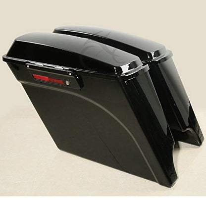 Motorcycle 5" Stretched Saddlebags with Black Conversion Brackets Fit For Harley Softail Deluxe Heritage Softail 1984 (2 Count)