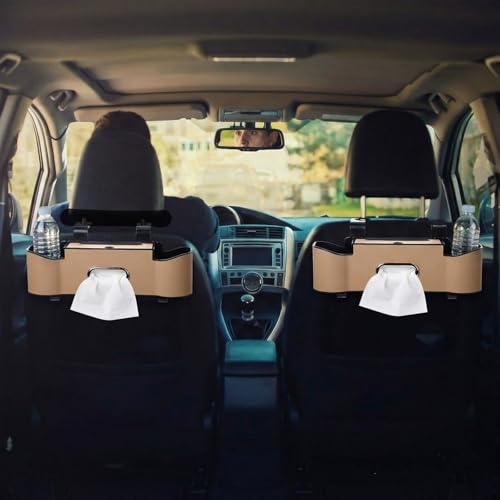 2 Pack Multifunctional Car Seat Back Storage Box Car Seat Back Organizer with Tissue Box (2 Count)