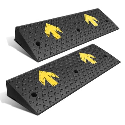 2pcs 4.5" Rise Rubber Arrow Curb Ramp Heavy Duty Loading Threshold Ramp 37.4" W x 11.8" D x 4.5" H for Loading Dock