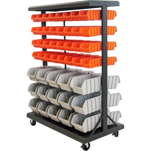 Rolling Storage Bin Rack & Parts Organizer