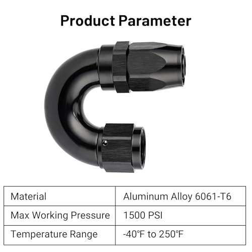 10AN 180 Degree One Piece Full Flow Hose End Fitting Swivel for CPE Braided Hose