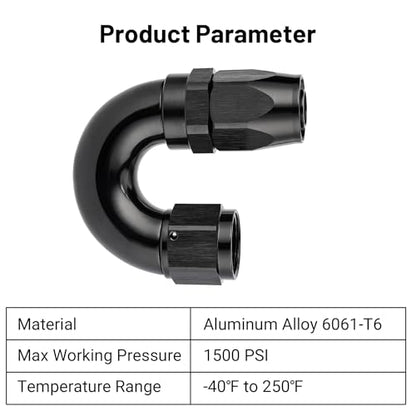 10AN 180 Degree One Piece Full Flow Hose End Fitting Swivel for CPE Braided Hose