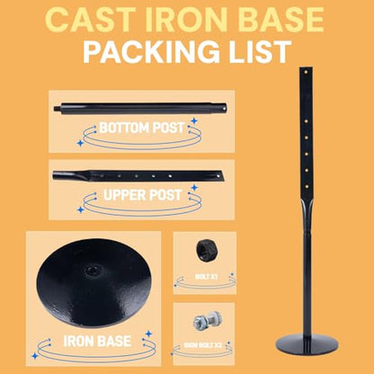 Heavy Duty Cast Iron Sign Post Base Kit