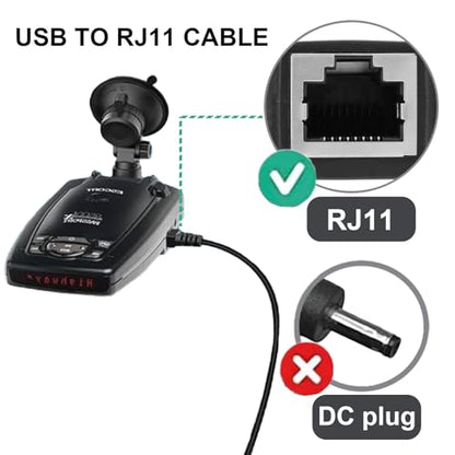 USB to RJ11 Radar Detector Cable 5Ft (5 Foot)