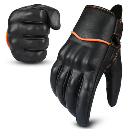 Motorcycle Gloves Men's Leather Motorbike Gloves Touchscreen Function