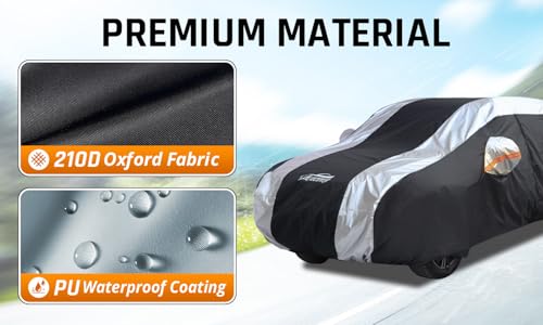 Small Car Cover All Weather Protection with Silver Stripe Design