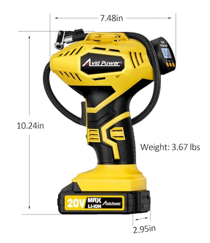 20V Rechargeable Cordless Tire Inflator Portable Air Compressor