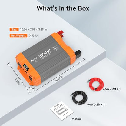 1000W Pure Sine Wave Power Inverter 12V DC to 120V AC