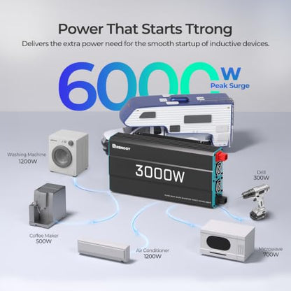 Inverter P2 3000W Pure Sine Wave Inverter 12V DC to 120V AC Converter for Home