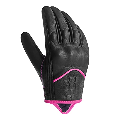 Ladies Full Finger Touch Motorcycle Gloves GL016 PINKBlack M