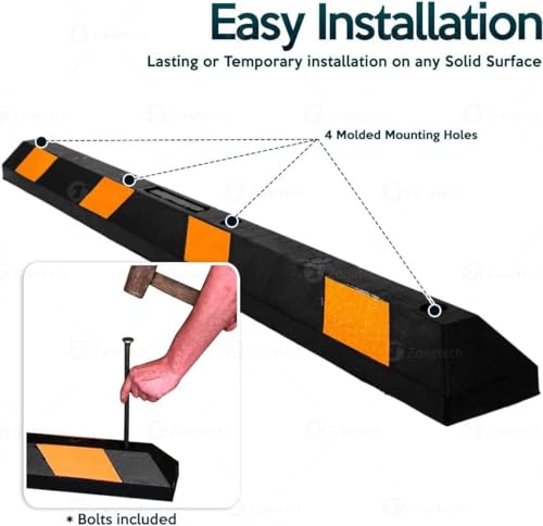 Parking Stopper for Garage Heavy Duty Rubber Parking Curb Stops 72” Garage Parking Stops 100