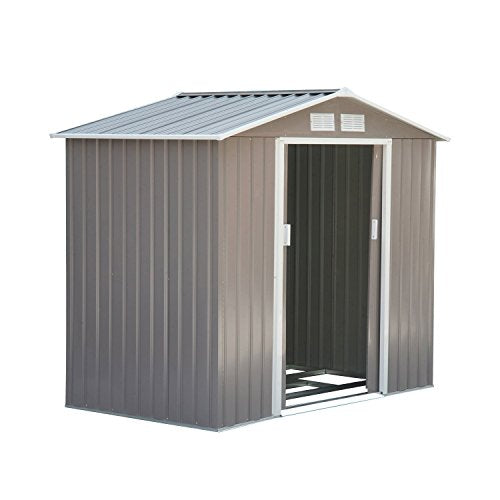 7' x 4' Outdoor Storage Shed Garden Tool Metal Shed Gray