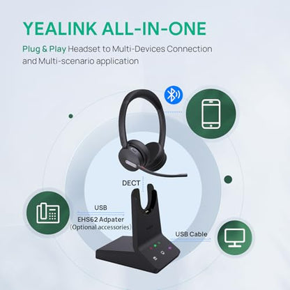 WH64 Dual UC DECT & Bluetooth Wireless Headset for Phone PC Mobile