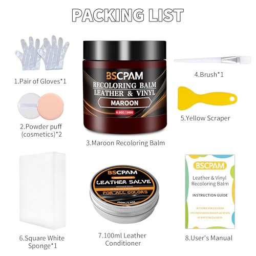Maroon Leather Recoloring Balm with 100ml Mink Oil