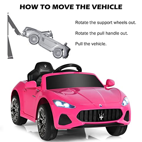 Ride on Car Pink Licensed Maserati Gbili 12V Battery Powered Electric Car with Parent Remote Control & Manual Modes